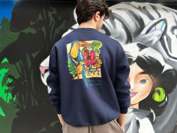 Σκούρο μπλε φούτερ χωρίς κουκούλα (Back): 25€